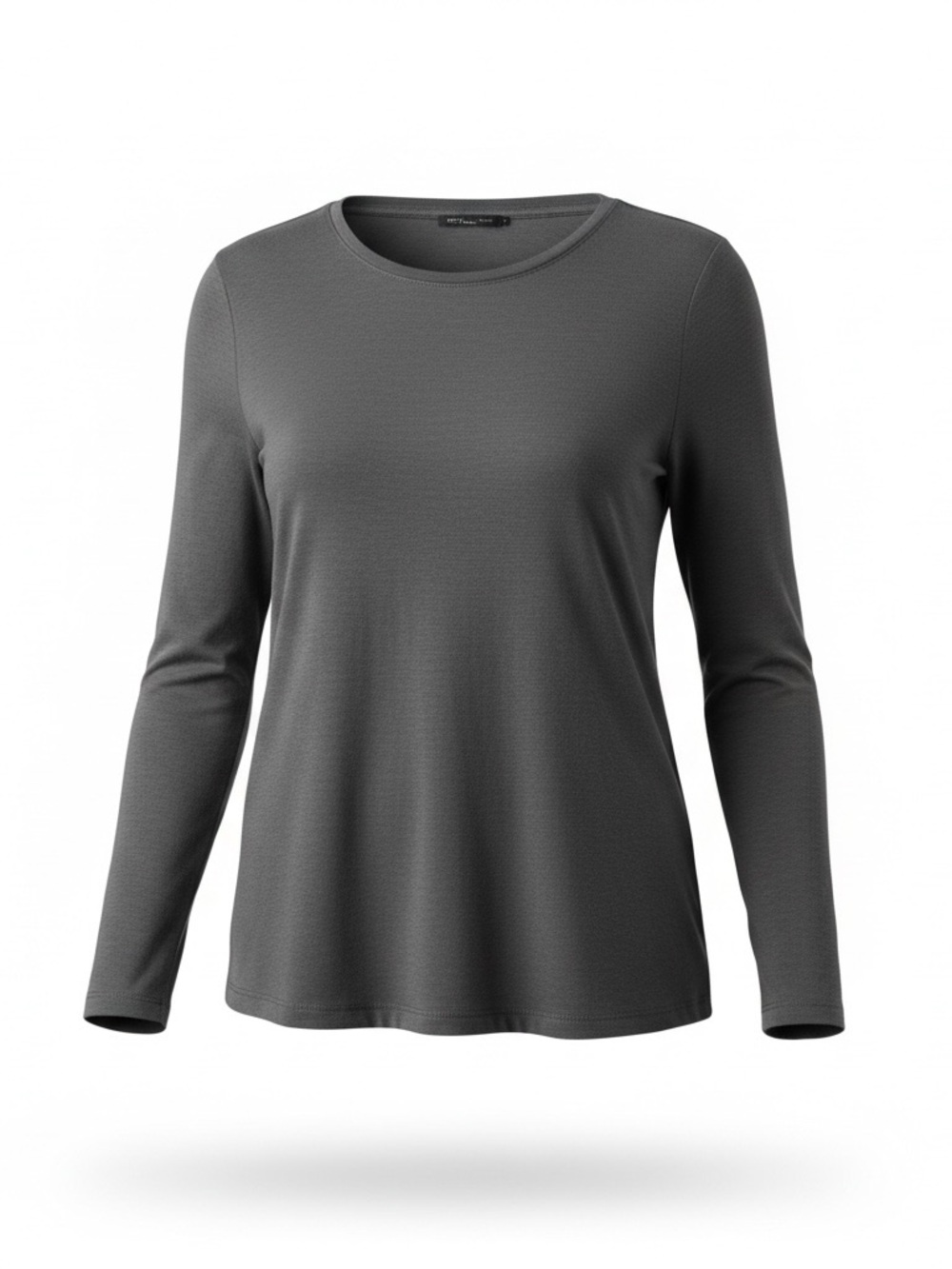Eileen Fisher Long Sleeve Crewneck Top - Charcoal. Size small